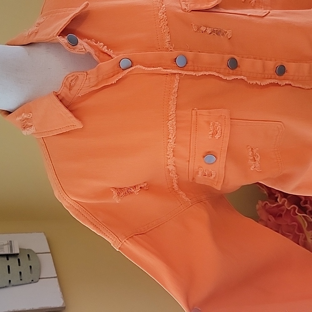 Distressed, button up, long sleeve shirt, layering top - Picture 5 of 9